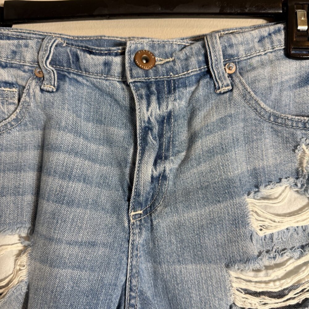 Pistola Distressed Cut Off Denim Jean Shorts Womens 27 Asher Blue Mid Rise Rigid - Picture 5 of 13